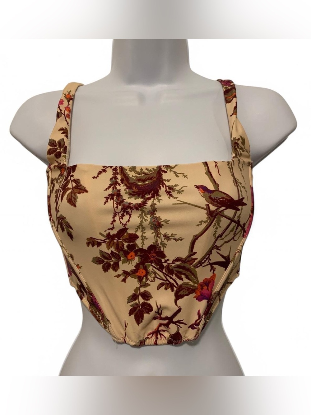Urban Outfitters Floral & Bird Square Neck Bustier Crop Bra size S